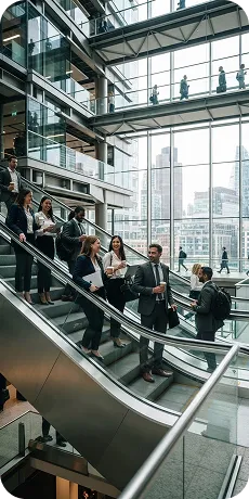 Professionals in a modern business environment.