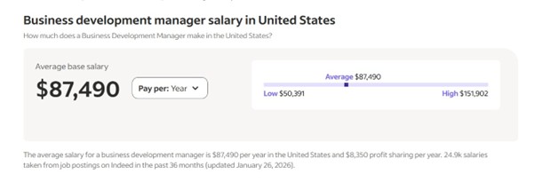 Business Development Manager Salary in the United States